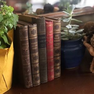 Lot of 5 Hardcover Mixed Antique Vintage Books Decor Farmhouse Chic Literature